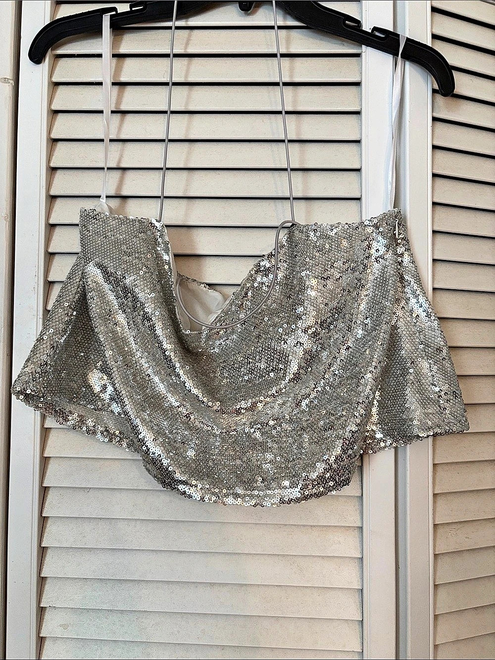 superdown Sequin Draped Camisole in Silver Size Medium NWT